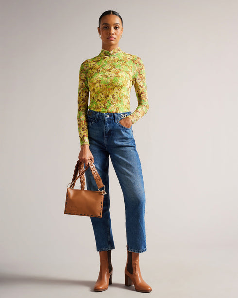 LENNIX-Tops-LENNIX is the ultimate in feminine style. Vibrant colours and a floral print come together in this dainty top, which features a high neckline, long sleeves, and stretch fabric. A wardrobe staple that can be worn with tailored trousers or floaty skirts, team it with a leather jacket to toughen up the look.The fabric of this product is made with 96% recycled polyester. Using recycled polyester helps divert plastic waste from ending in landfills. Mesh top Ditsy Floral print High neck Long sleeved S